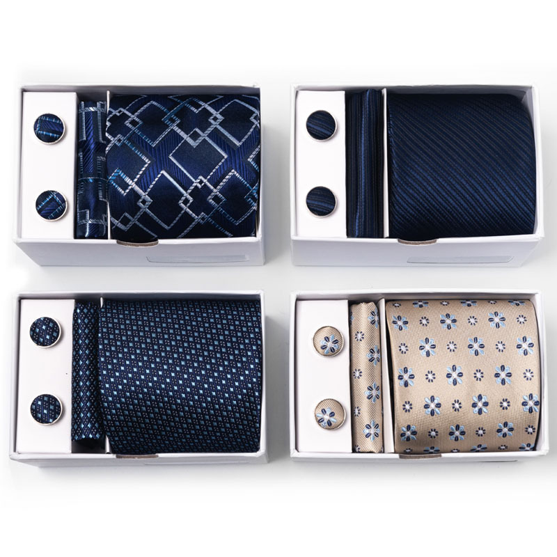 Neck Tie Set Box - Nowe męskie kwiatowe kropki wielokolorowe pudełko